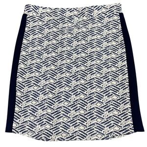 Matison Stone XS Geometric Texture Blue White Mini Skirt  Stretch Pencil Preppy
